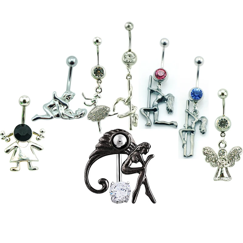 Бренд JINGLANG новые кольца для пупка из хирургической стали с белым драгоценным