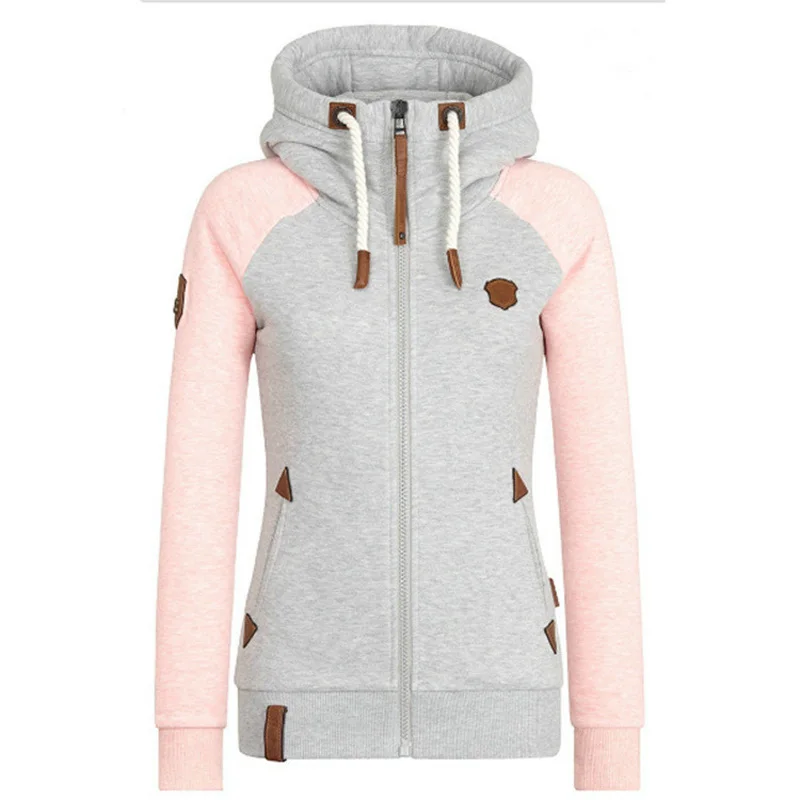 

New Print Coat Women Long Sleeve Sweatshirt Hoodies Women Autumn Winter Pocket Slim Zipper Drawstring Hoodie For Women Jackets
