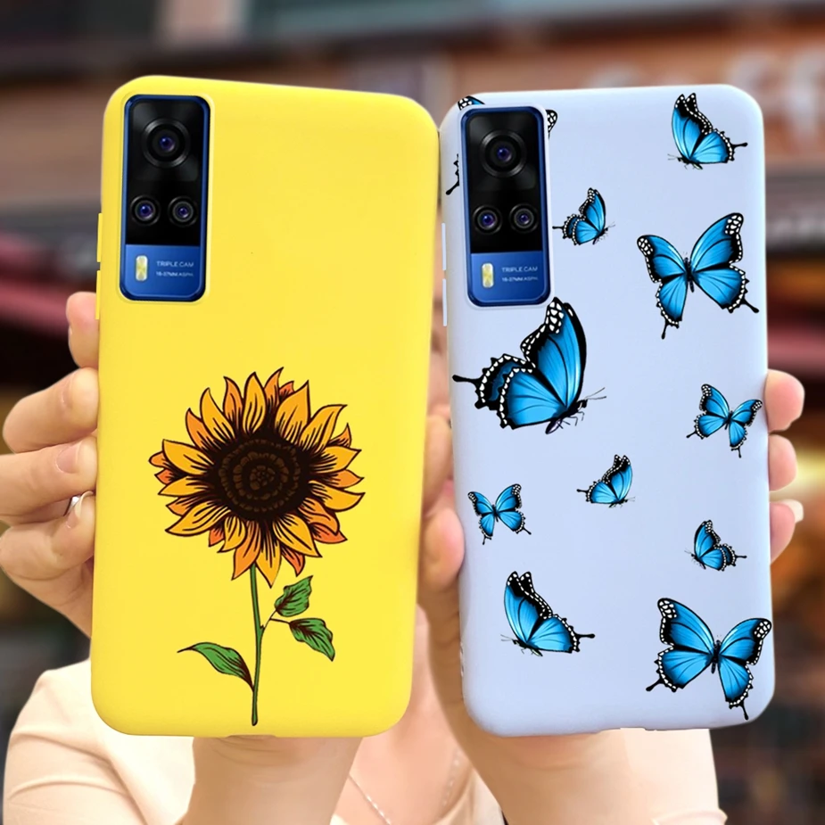 Чехол для Vivo Y51 Y31 чехол Y51A милый с изображением синей бабочки подсолнухом ЧЕХОЛ