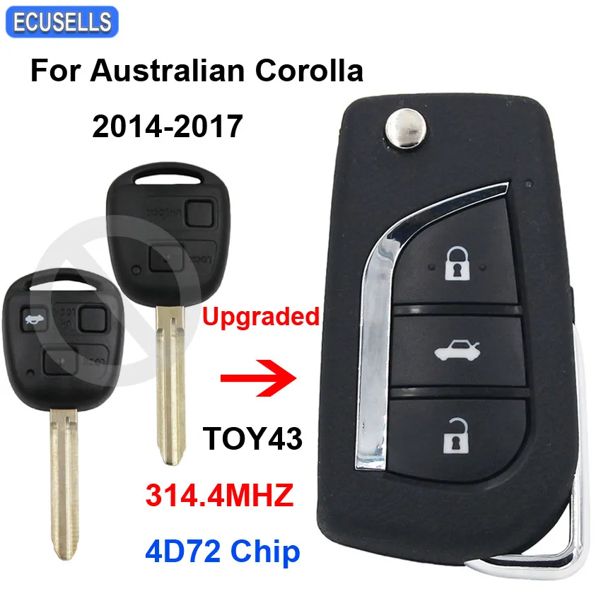 Улучшенный флип-ключ для автомобиля 314 4 МГц 4D72 чип Toyota Corolla 2014 2015 2016 2017 в
