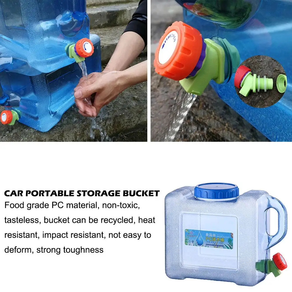 5L/8L Food Grade Car Water Container With Faucet Outdoor Hiking Picnic Camping Tank Barrel Storage Bucket | Автомобили и