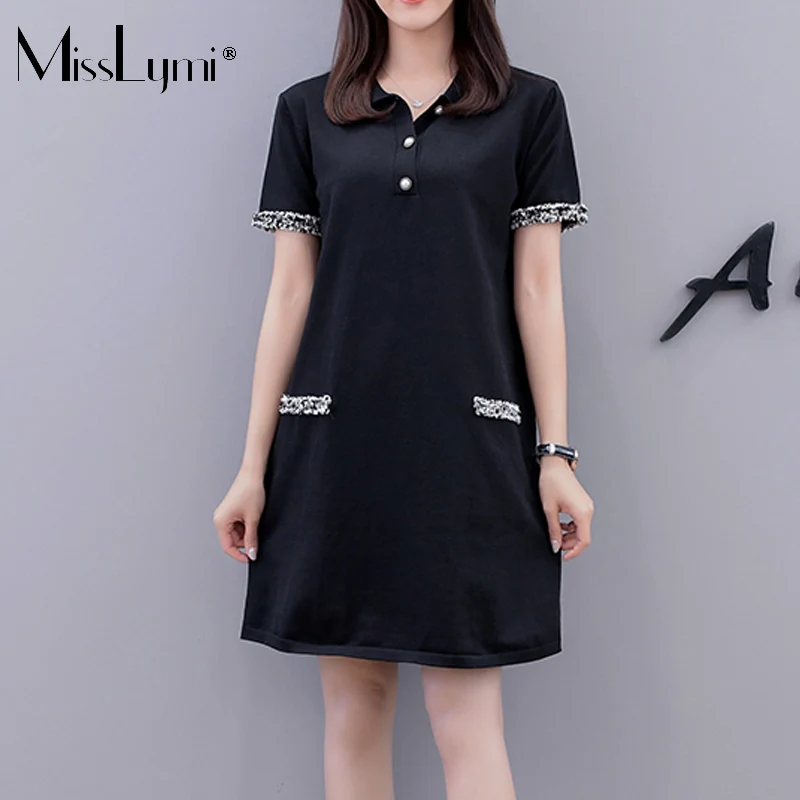

MissLymi M-4XL Plus Size Women Shirt Dresses Summer 2021 Fashion Turn-down Collar Short Sleeve Casual Loose Sport Dress