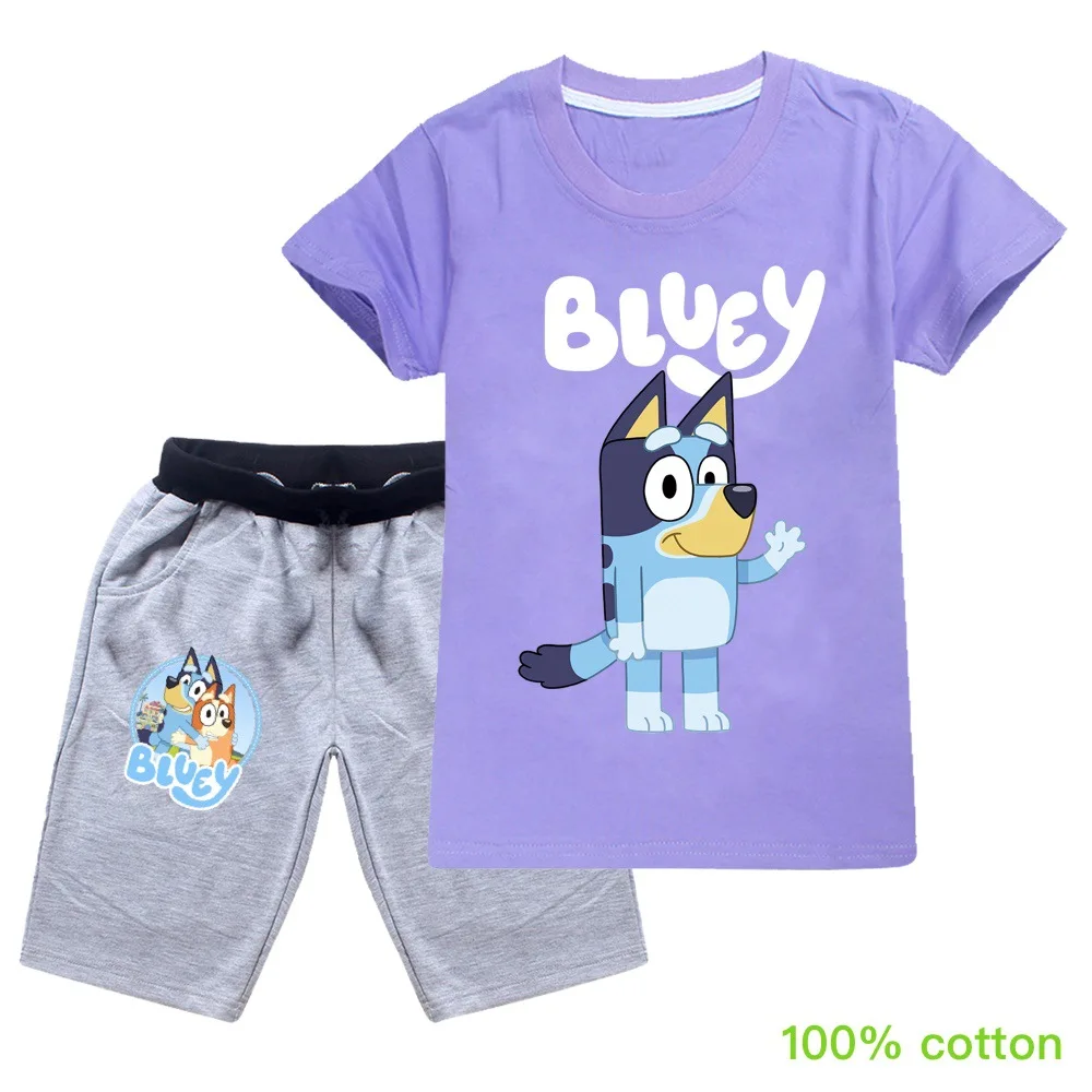 Bingo bluey Детский костюм для мальчиков комплект одежды летняя детская одежда с