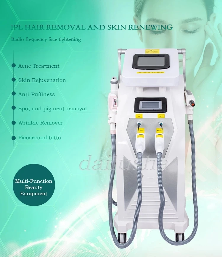 

2021 hair removal machine with 3 handles OPT shr 4 in 1 IPL + OPT SHR + ND Yag Laser Hair Removal Tattoo Machine