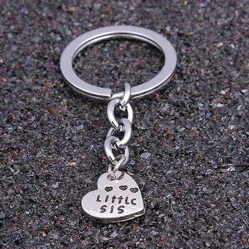 

3 Pcs Big Mid Lil Sis Metal Sister Love Heart Family Keychain Gifts Keyring Car Accessory Charm Women Best Friend BFF Jewelry