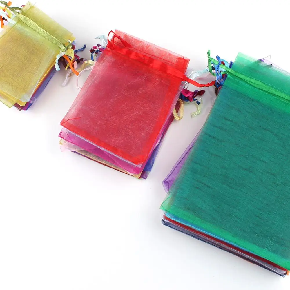Пакеты из органзы на шнурке для ювелирных изделий 50 шт./лот 5x7 см 7x9 9x12 10x15
