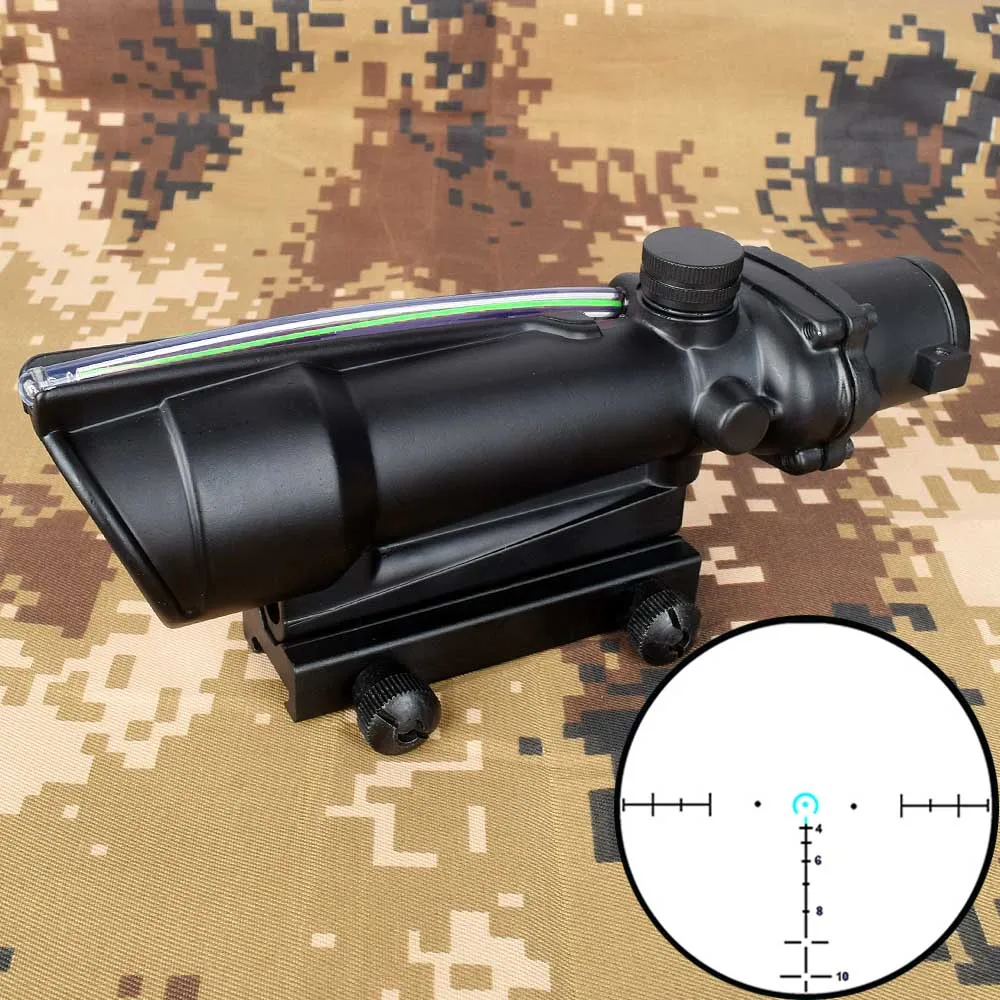 Синий ACOG 5x35 Hunting Riflescope Dual Illuminated Chevron Red Green Cross Fiber Scope Reticles Tactical Rifle Optical Sight - Цвет: Синий