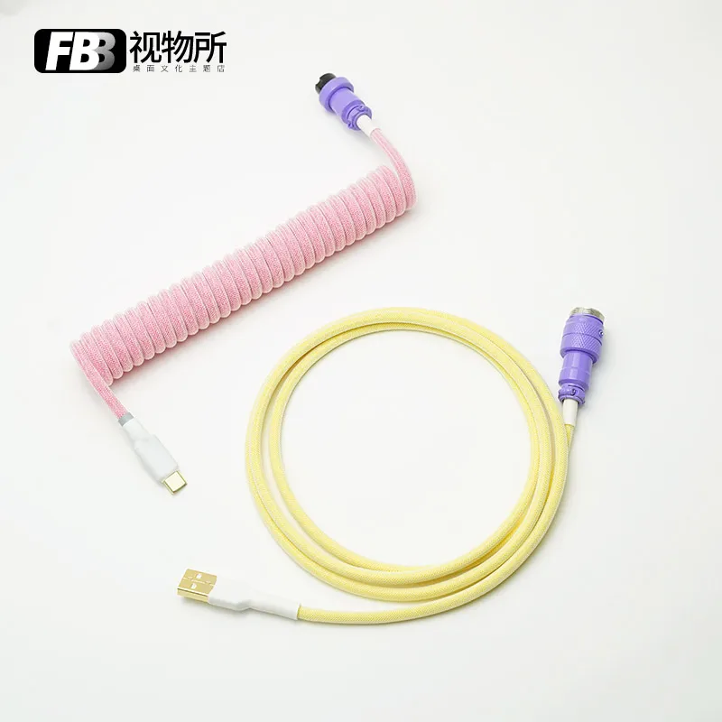 FBB Cables Type C Mechanical Keyboard Data Cable Handmade Keycap Line Mini Mirco To USB Connector DIY Detachable Coiled Cable