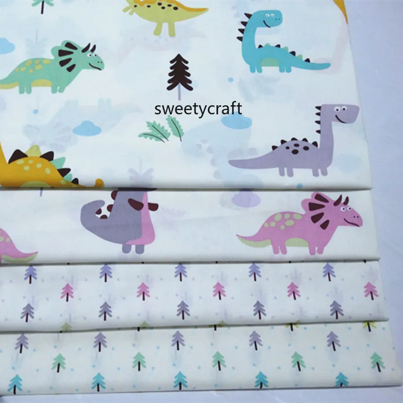 100% хлопок саржевая ткань наполовину метра принт динозавра для самостоятельного