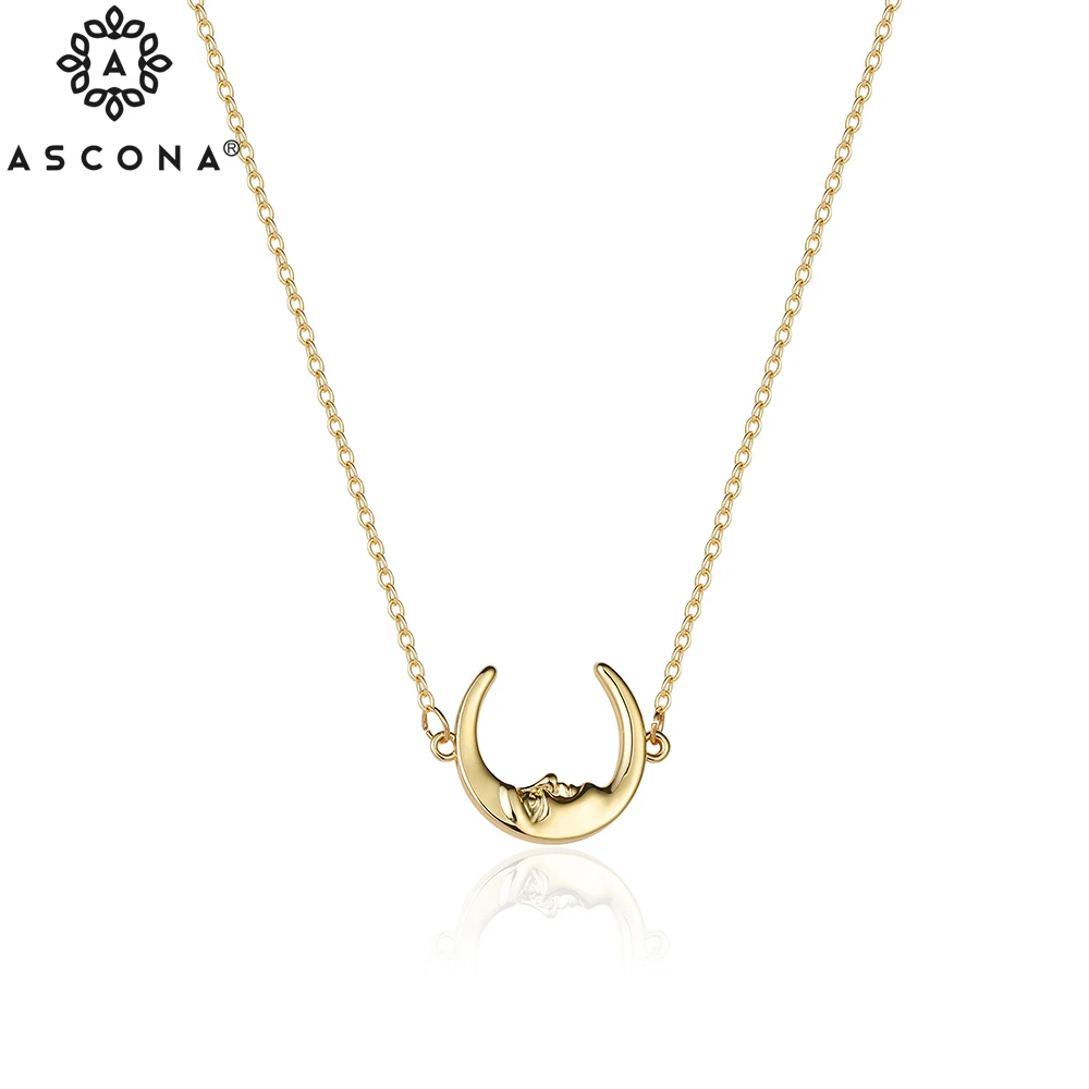 

Ascona Gold Plated Fashion Moon Pendant Necklaces For Women Charms Cute Trendy Elegant Bohemian Necklaces 2021 Hot Jewelry Gift
