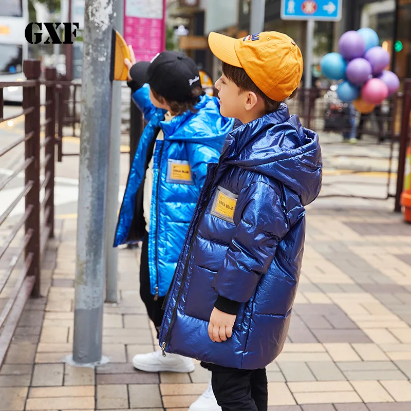 Новинка 2019 года Зимний Детский пуховик модное пуховое пальто серебристого цвета