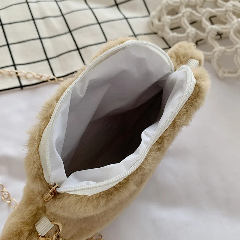 Winter Coin Purse Bear Paw Cute Student Plush Lady Mobile Phone Bag Lipstick Mini Money Bags Birthday Holiday Kawaii Gift Wallet