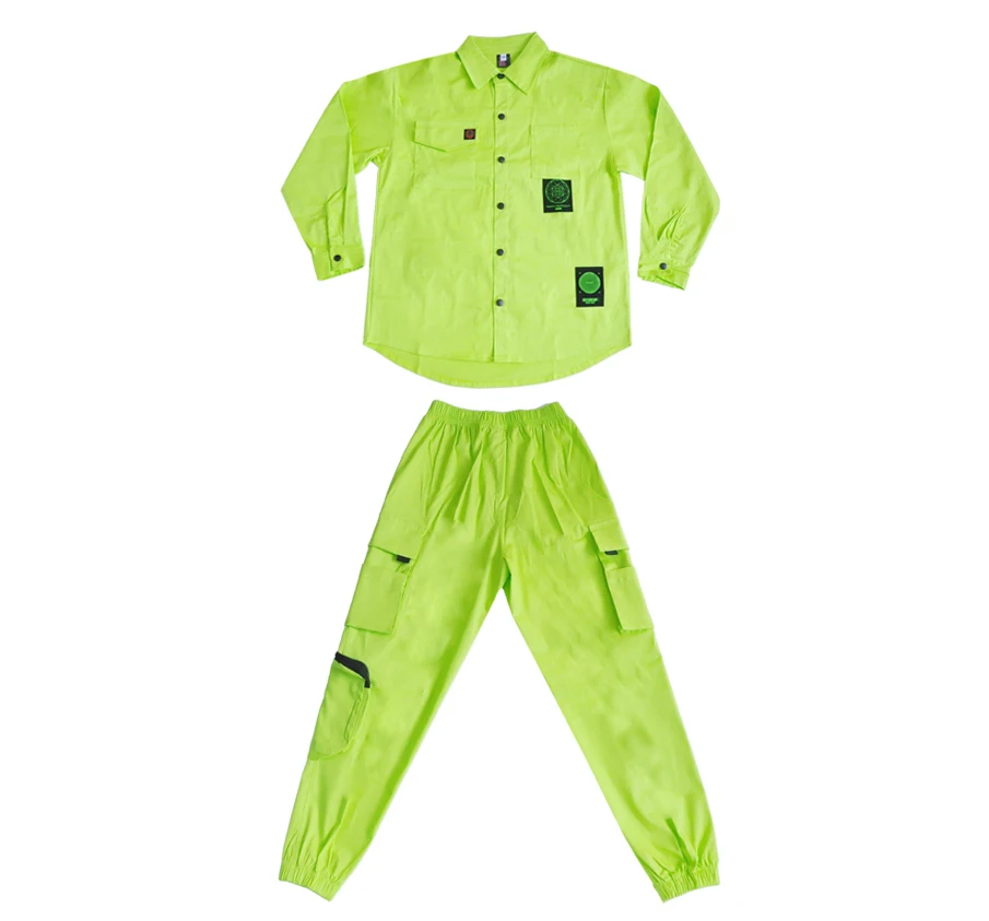 

Children Hip Hop Costumes Kids Fluorescent Green Shirt Pants Boys Street Dance Clothing Girls Jazz Stage Performance Wear