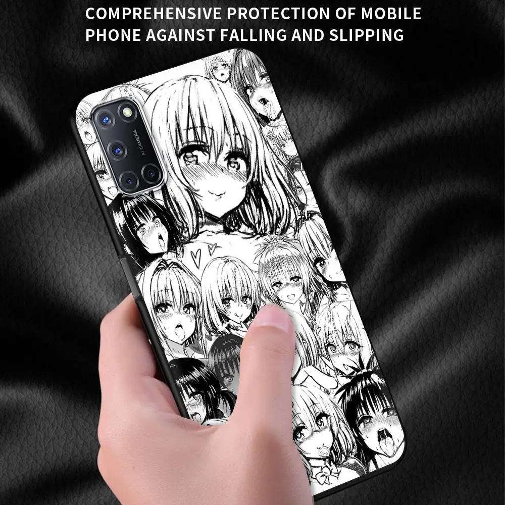 anime hentai sexy bunny girl phone case for oppo a53 a52 a54 a15 a9 2020 black shell for realme 8 7 6 pro c3 c21 silicone cover free global shipping