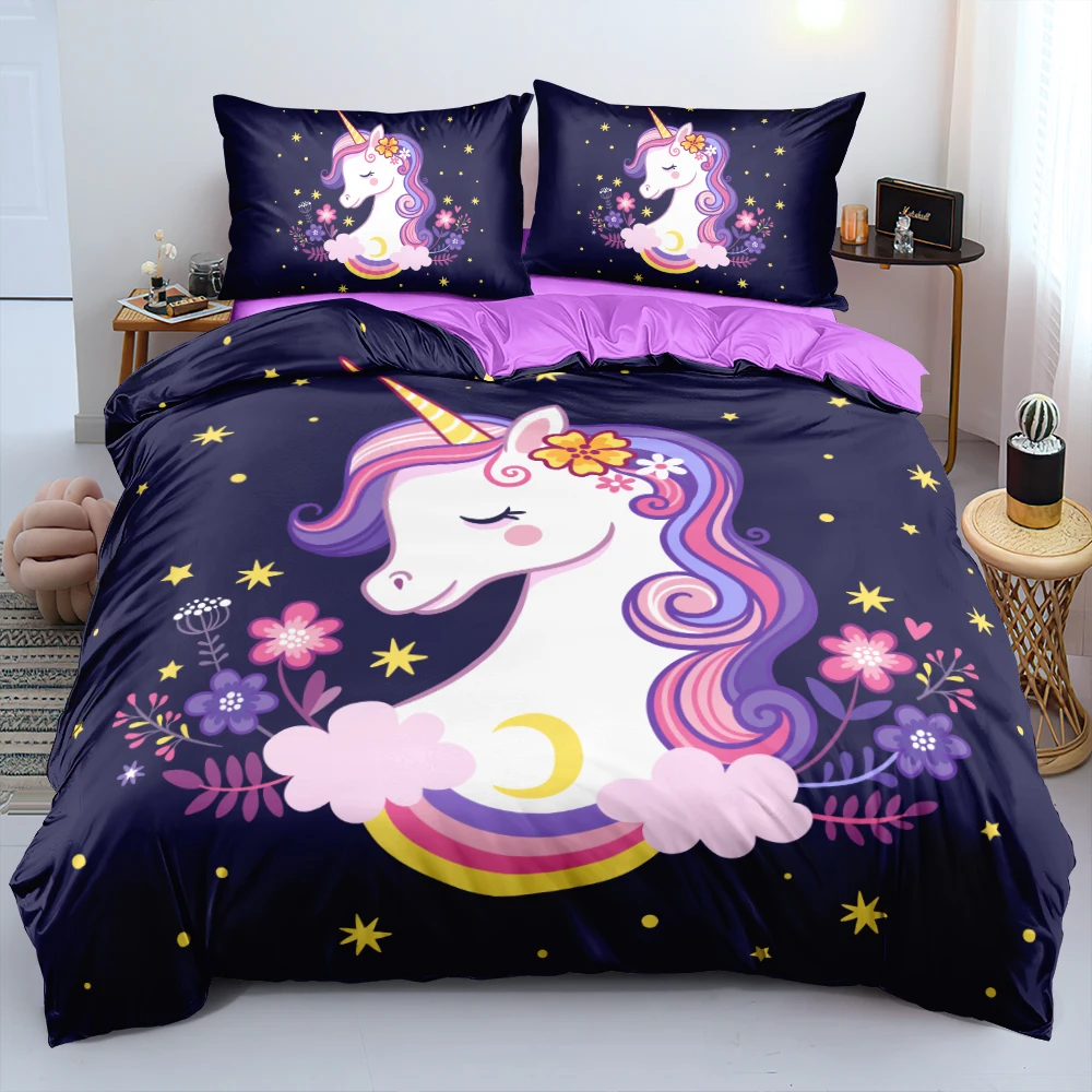 

Комплект постельного белья из льна с изображением единорога