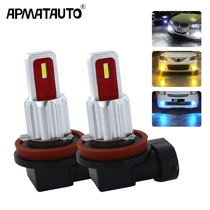 2 шт. H1 H3 H7 H11 9005/HB3 9006/HB4 светодиодный автомобиль Противотуманные фары лампы 6000K белый 3000K желтый H9 H8 H16 P13W авто передняя противотуманная фара