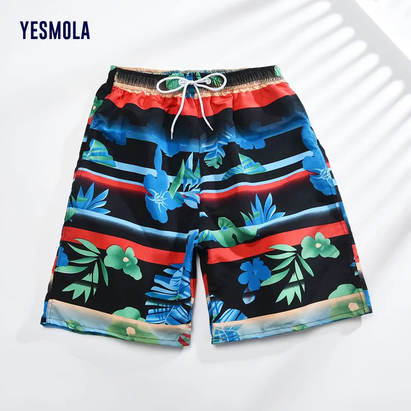 

YESMOLA Summer Men Short Beach Pants Printing Casual Mens Short Pants Loose-fitting Version Of The Plants Shorts For Men
