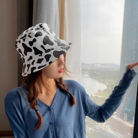 japan south korea double sided bucket hat cute girl fashion cow fisherman hat spring summer outing sun hat wife gift