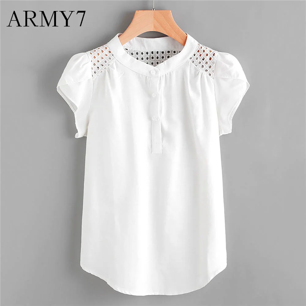 Летняя пушистая белая футболка Женская Однотонная с круглым вырезом вырезами