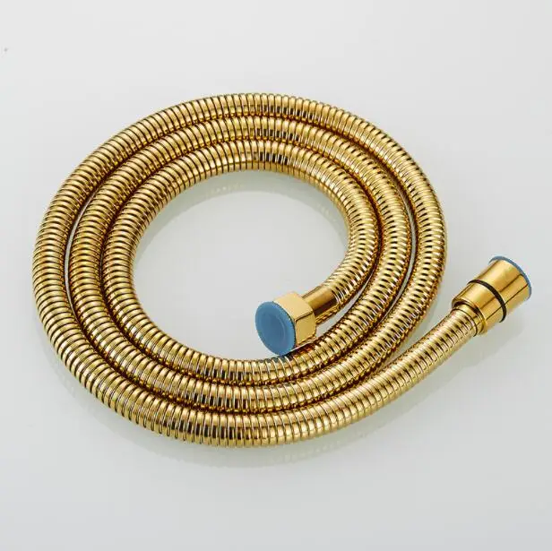 G 1/2'Black Shower Hose 150cm Stainless Steel Shower Tube Flexible Gold Bathroom Hose Plumbing Chrome ORB - Color: gold