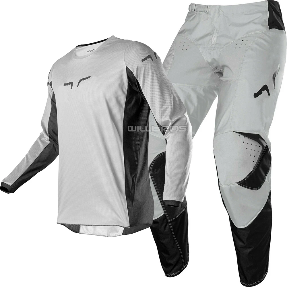 New DELICATE FOX 180 Prix Grey Jersey Pant Gear Combo for ATV DH MX Off-Road Scooter Dirt Bike Motocross Motorcycle