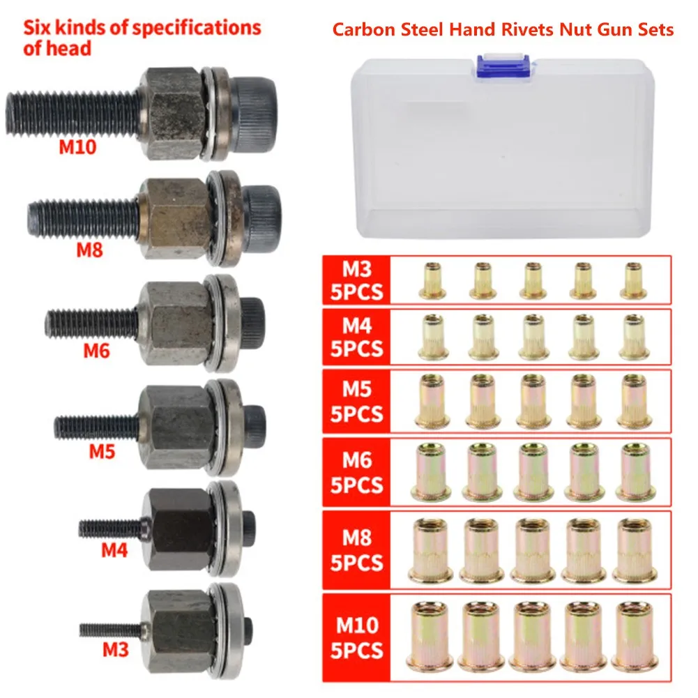 

Kit Riveter Tool Accessories Mandrel Nut Replacement Simple Installation