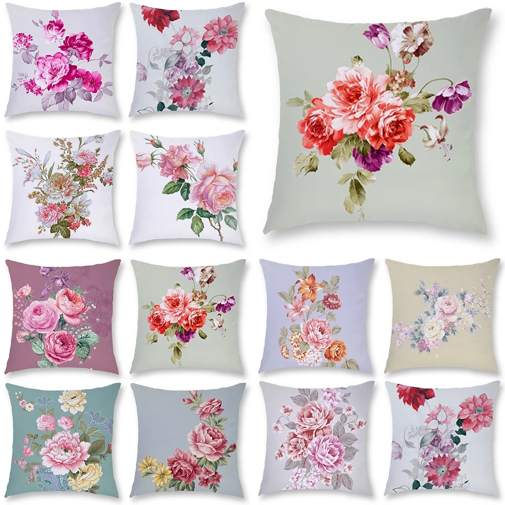 

Fresh Pastoral Style Flower Pillow Case Short Plush 45x45cm Car Seat Cushion Cover Home Decorative Pillowcases