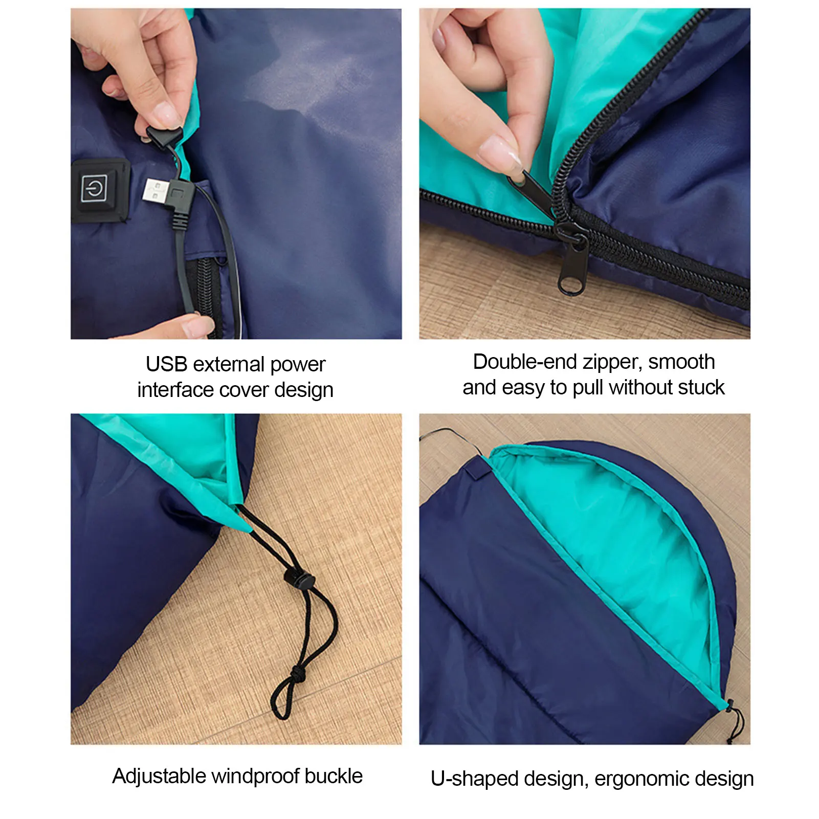 

190X75cm Waterproof Outdoor Traveling Sleeping Bag Envelope Winter Sleeping Bag Electric Heating Camping Sleeping Bags