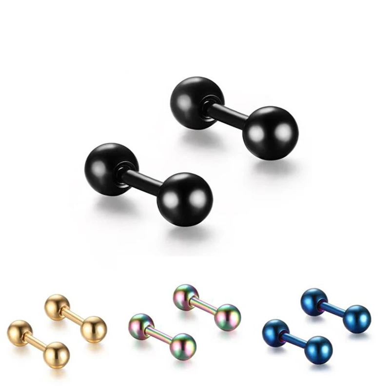 Модные мужские серьги-гвоздики из нержавеющей стали круглые сережки с шаром для