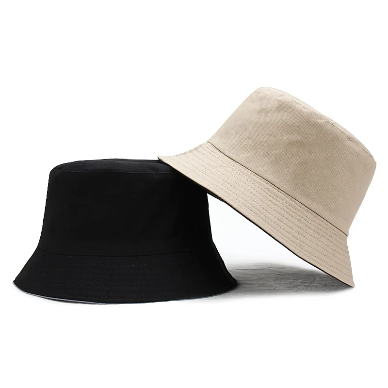 

New Summer Sun Hats Women Men Unisex Double Side Bucket Hat Visor Basin Cap Pure Color Panama Fedoras Outdoor Fisherman