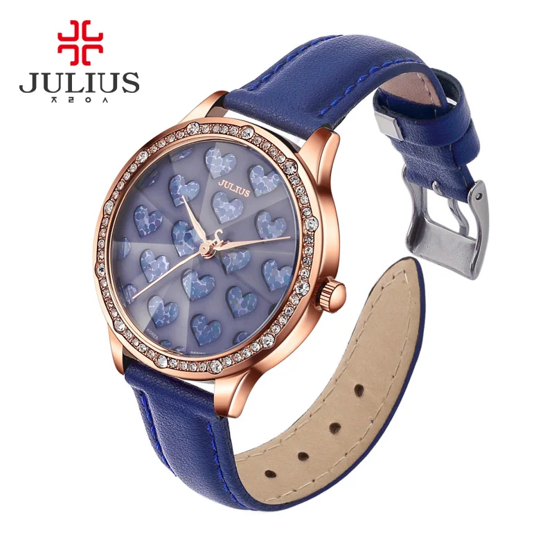 

Julius Brand Logo Lady Crystal Heart Romantic Watch for Valentine Gift Geneva Wristwatch Waterproof Hand Clock Hour Reloj JA-851