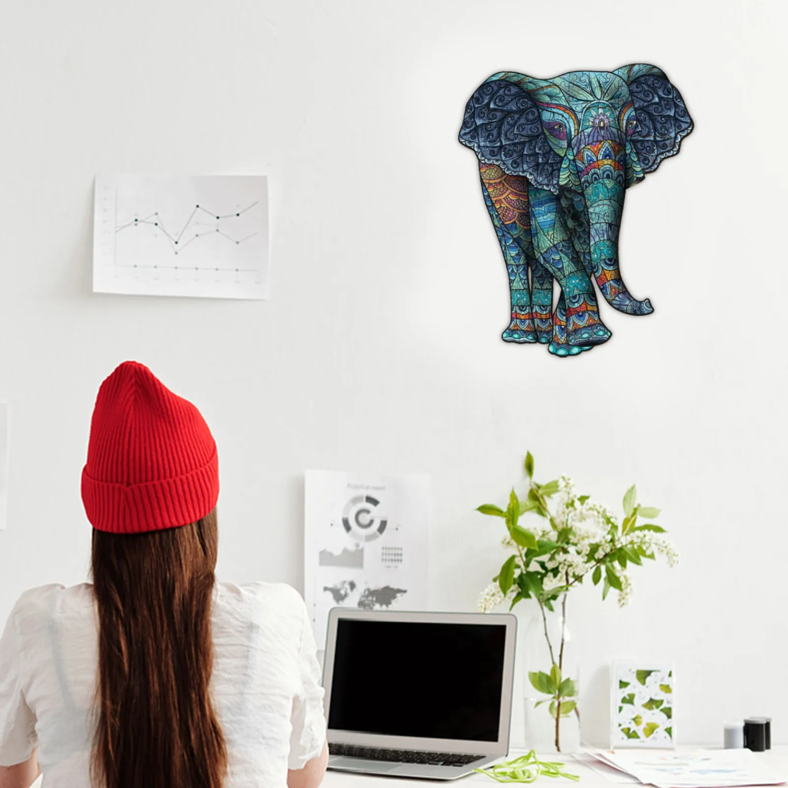 Слон племенной деревянный пазл уникальная форма куски животных для взрослых и