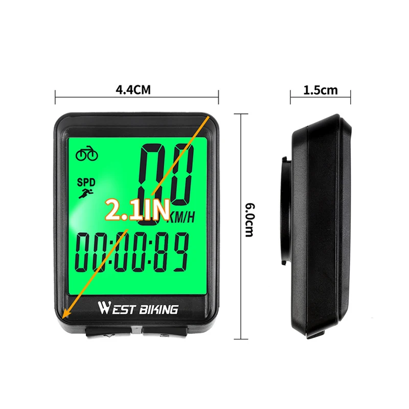 Компьютер велосипедный Водонепроницаемый проводной с большим экраном 2 1 дюйма