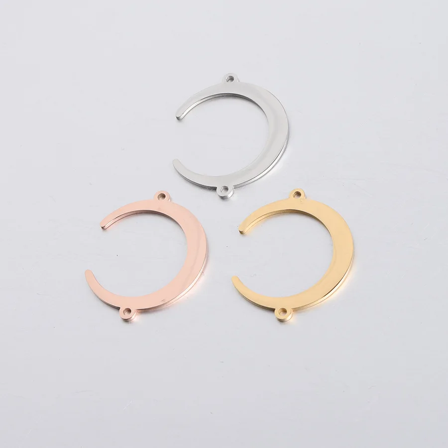 

5pcs Smooth Stainless Steel Moon Pendants Bracelet Connectors Necklace Charms for Jewelry Making DIY Handmade Accessories