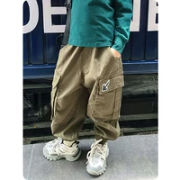 2021 new spring korean elastic waist pants loose casual children kids pants regular waist cargo boys pants bottoms 3 9 years