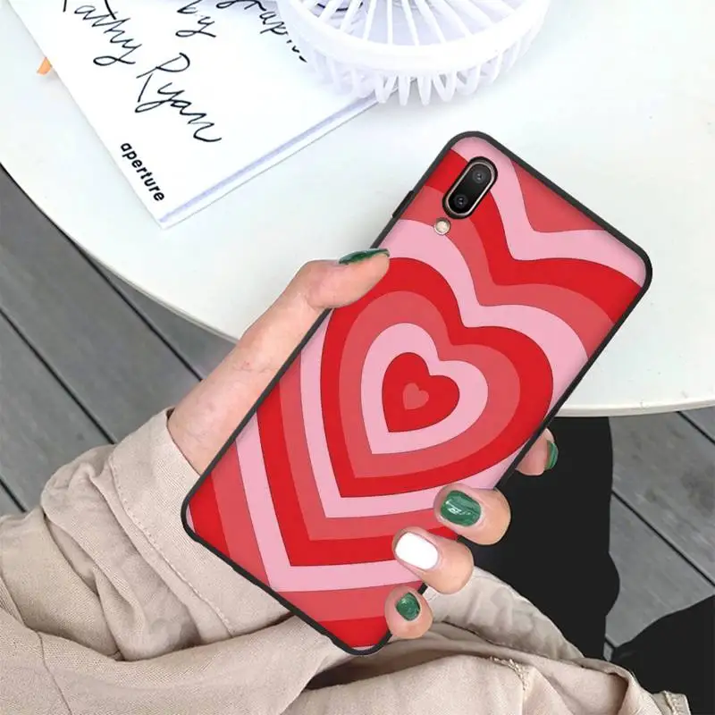 

Pink Heart Circle Phone Case for Vivo Y91C Y11 17 19 17 67 81 Oppo A9 2020 Realme c3