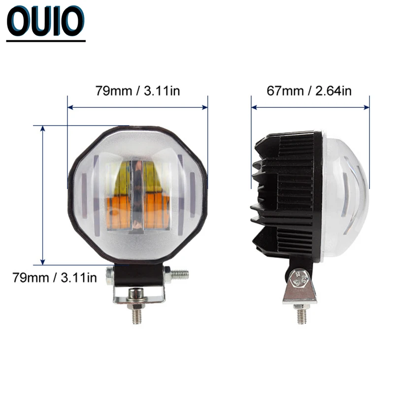 3 &quot25 Вт белый и желтый мотоцикл светодиодный светодиодной вспышкой фар 12 80V 6500K