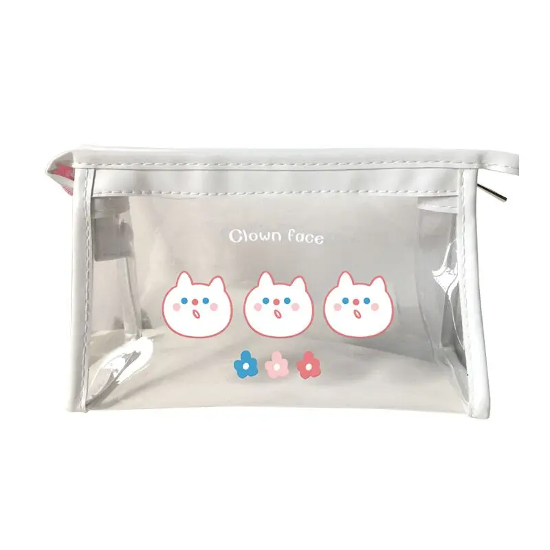 

Cute Transparent PVC Waterproof Pencil Bag Student Kawaii Pencil Case School Office Supplies Stationery Organizer Large Capacity