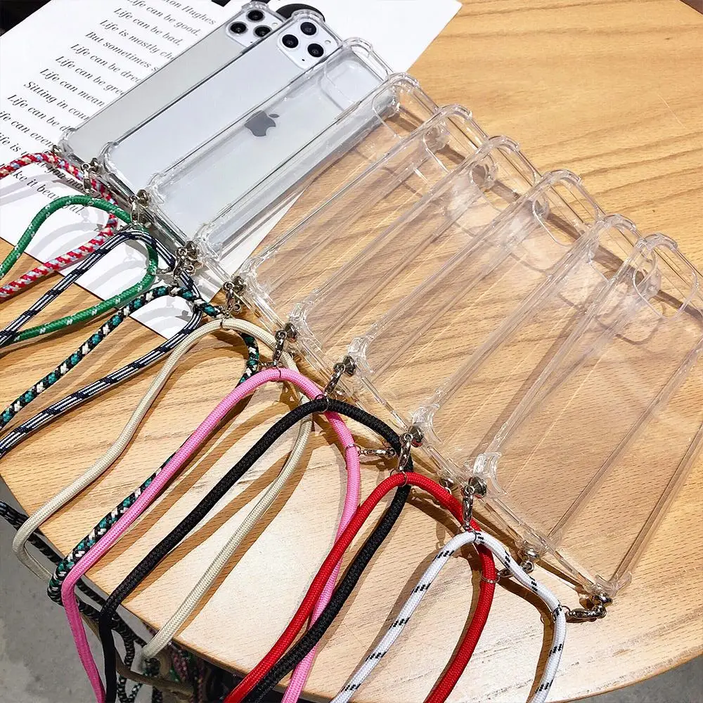 

Transparent Phone Case For Huawei Honor P20 P30 P40 Mate 20 X 30 Nova 5i 5Z 5T 6 SE Lite Pro 2019 With Lanyard Neck Strap Case