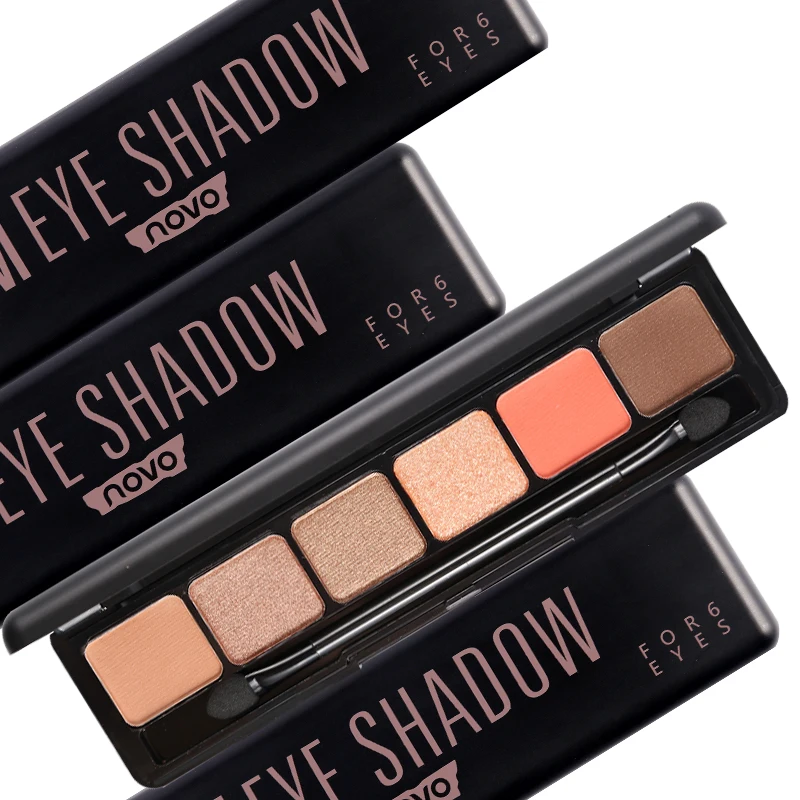 Палитра алмазных теней для век NOVO 6 цветов винно красные матовые тени макияжа