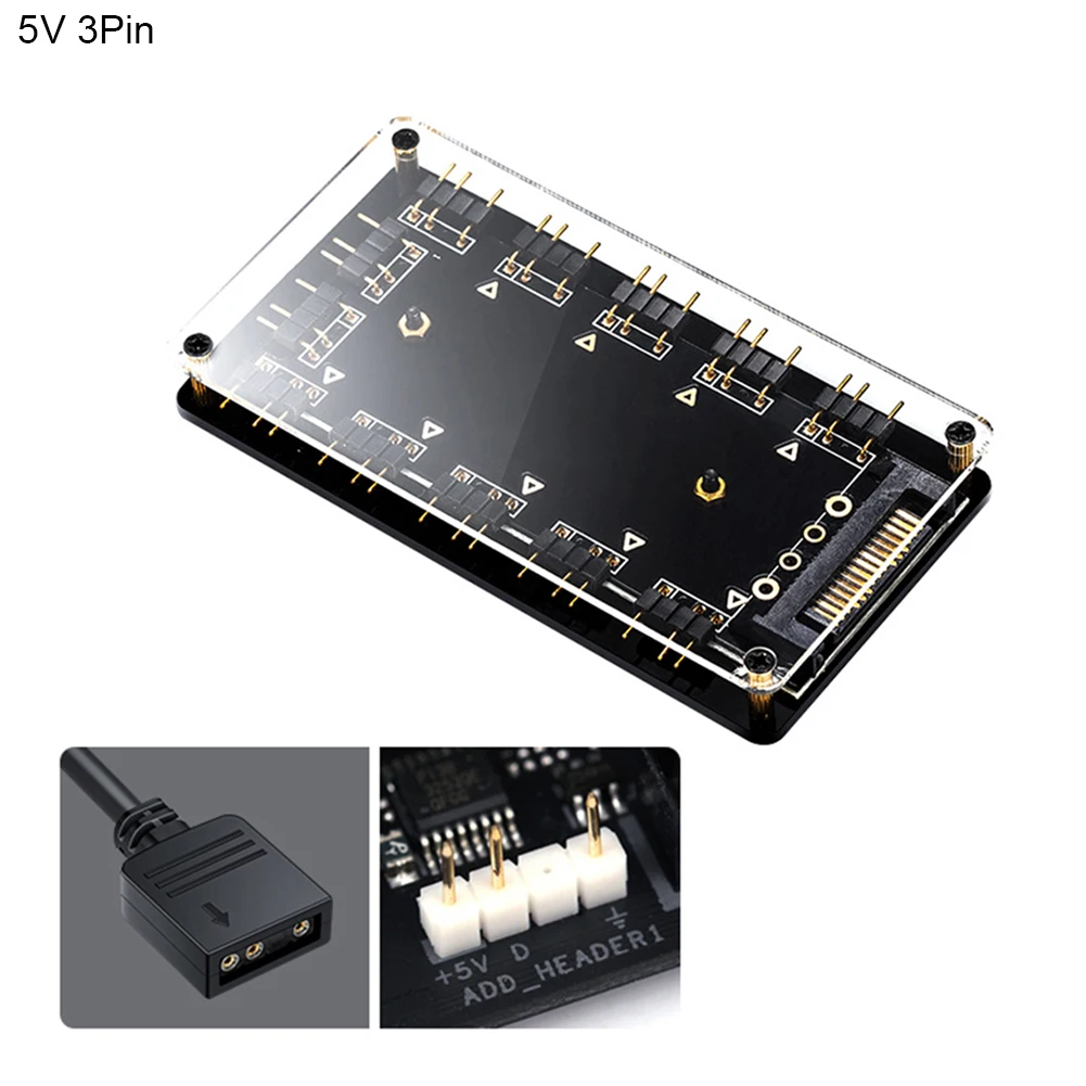 5V 3Pin/12V 4Pin Магнитный RGB охлаждающий разветвитель вентилятора концентратор с