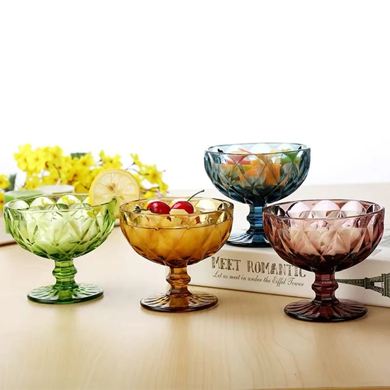 Стаканы для мороженого 12 унций набор из 4 стаканов десертов в стиле ретро стаканы