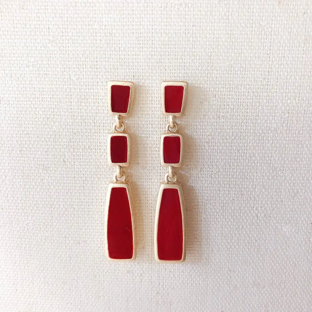 Красные серьги с французским замком в стиле ретро корейский темперамент