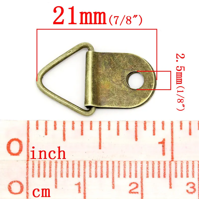 200 шт. античная бронза треугольное D-образное кольцо подвесная картина маслом