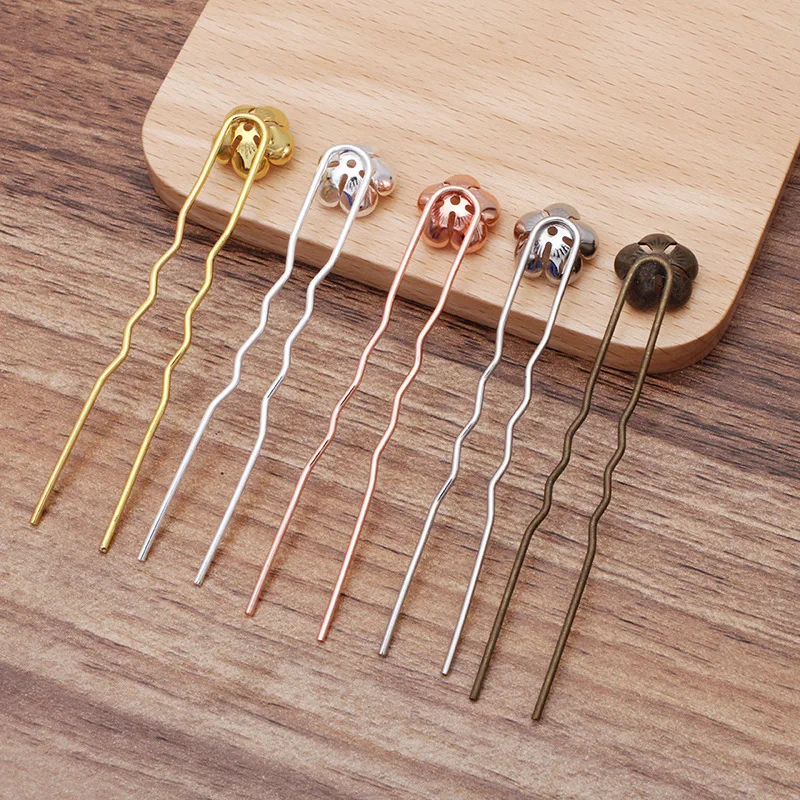 Зажим для волос с 3D цветами 12 Х5 мм|jewelry accessories|base for hair clipshairpin base |