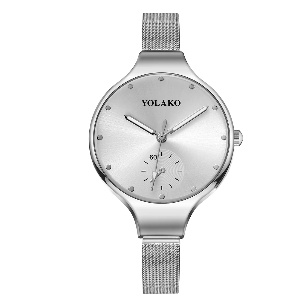 YOLAKO Брендовые женские Spuer тонкие наручные часы с ремешком-сеткой из нержавеющей стали женские роскошные высококачественные повседневные наручные часы подарок часы