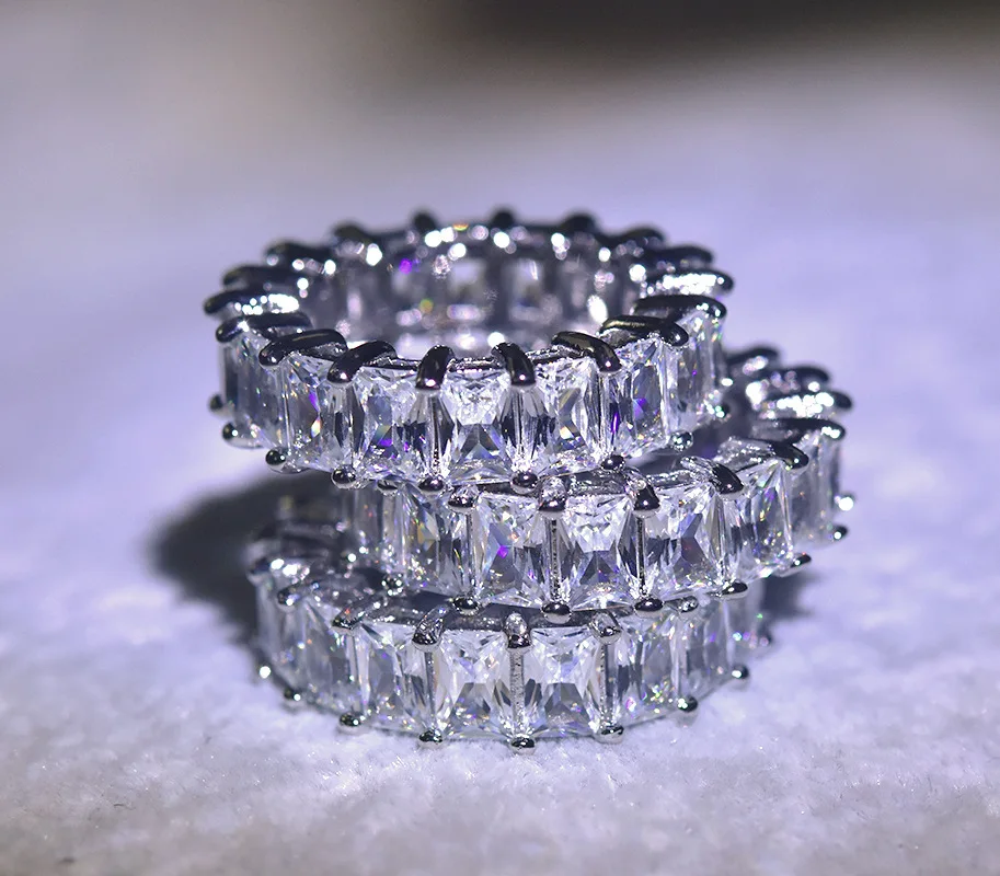 

PT 900 Platinum AAA 3 Carats Diamond Ring Engagement Jewelry for Women Dainty Cirle Gemstone Anillo Mujer Ring Bijoux Femme Anel