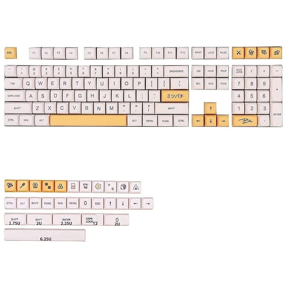 

137 Keys PBT Keycaps Set Dye-Sub DSA Profile Minimalist White Honey Milk Theme Keycap for Mechanical Gaming Keyboard