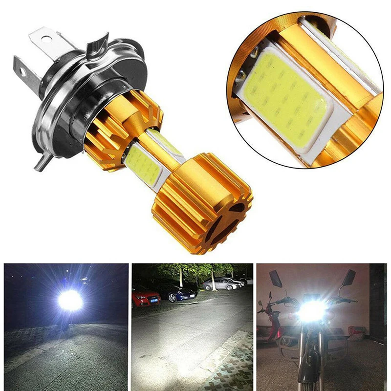 

1 X LED H4 Headlight Bulb H4 Motorcycle 10W LED 3 COB Motorcycle Headlight Bulb 500LM Hi/Lo Beam Light