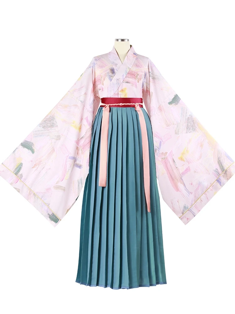 Женский китайский традиционный костюм Hanfu вышитые длинные расклешенные пижамы в